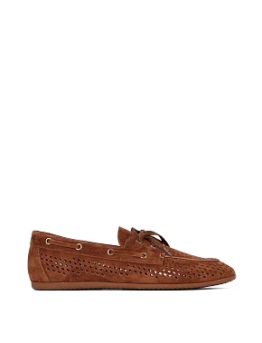 Женские мокасины велюровые коричневые - фото  - Miraton