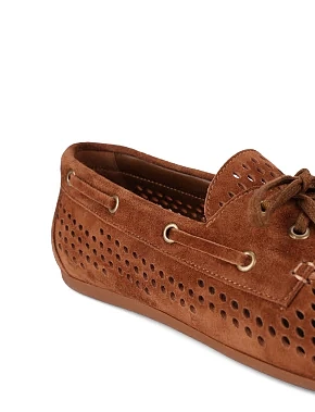 Женские мокасины велюровые коричневые - фото 4 - Miraton