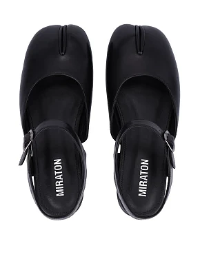 Жіночі балетки зі шкіри чорні - фото 1 - Miraton