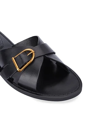 Жіночі шльопанці шкіряні чорні - фото 4 - Miraton