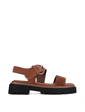 Жіночі сандалі велюрові коричневі - фото  - Miraton