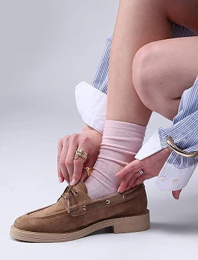 Женские туфли велюровые бежевые - фото 6 - Miraton