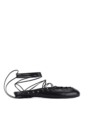 Жіночі балетки шкіряні чорні - фото  - Miraton