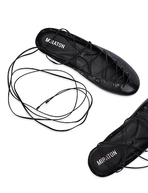 Жіночі балетки шкіряні чорні - фото 4 - Miraton