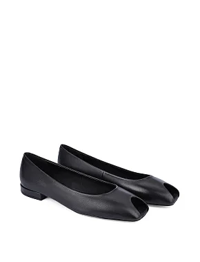 Женские балетки кожаные черные - фото 2 - Miraton