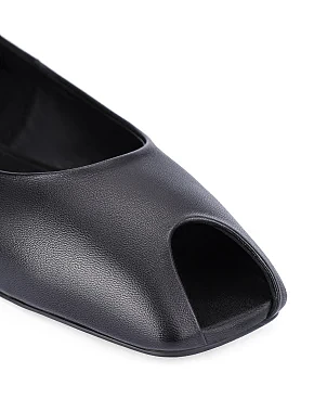 Женские балетки кожаные черные - фото 4 - Miraton