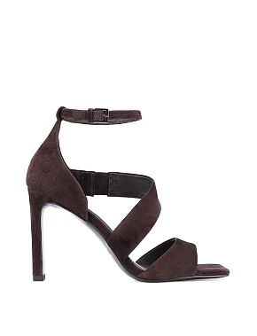 Женские босоножки велюровые коричневые - фото  - Miraton