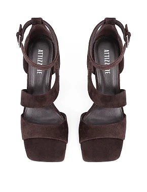 Женские босоножки велюровые коричневые - фото 1 - Miraton