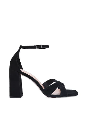 Жіночі босоніжки велюрові чорні - фото  - Miraton