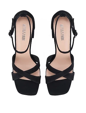 Жіночі босоніжки велюрові чорні - фото 1 - Miraton