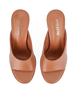 Женские сабо кожаные бежевые - фото 1 - Miraton