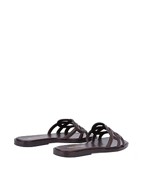 Жіночі шльопанці зі шкіри коричневі - фото 3 - Miraton