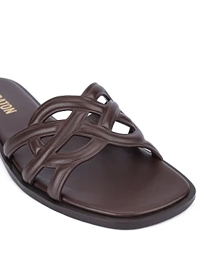 Жіночі шльопанці зі шкіри коричневі - фото 4 - Miraton