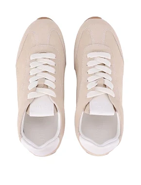 Женские кроссовки велюровые бежевые - фото 5 - Miraton