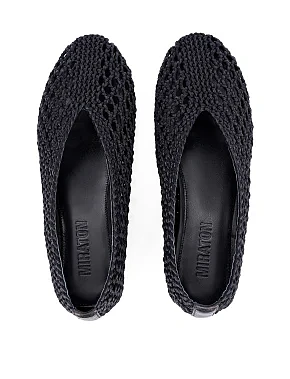 Жіночі балетки сатинові чорні - фото 1 - Miraton