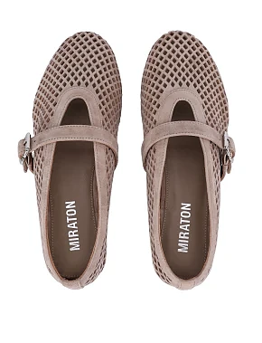 Жіночі балетки велюрові бежеві - фото 1 - Miraton