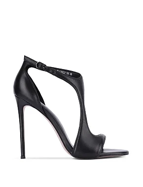 Жіночі босоніжки шкіряні чорні - фото  - Miraton