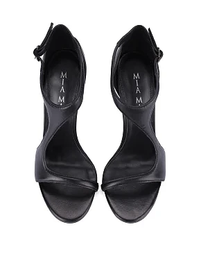 Жіночі босоніжки шкіряні чорні - фото 1 - Miraton