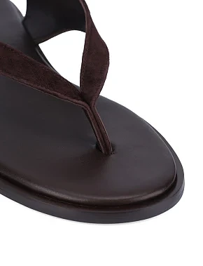 Женские сандалии велюровые коричневые - фото 5 - Miraton