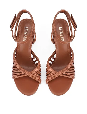 Женские босоножки кожаные коричневые - фото 1 - Miraton