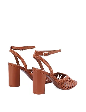 Женские босоножки кожаные коричневые - фото 3 - Miraton