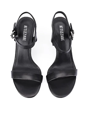 Женские босоножки кожаные черные - фото 1 - Miraton