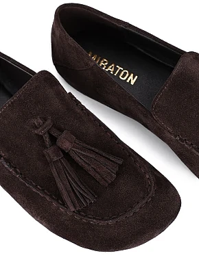 Женские слиперы велюровые коричневые - фото 6 - Miraton