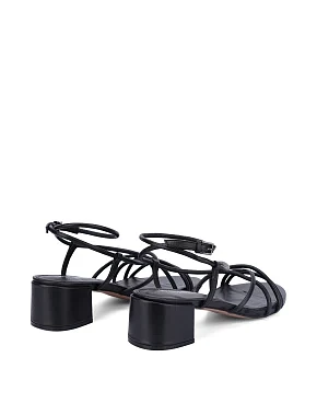 Женские босоножки кожаные черные - фото 3 - Miraton