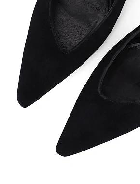 Женские туфли велюровые черные - фото 5 - Miraton