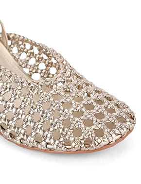 Женские туфли из искусственной кожи золотого цвета - фото 5 - Miraton