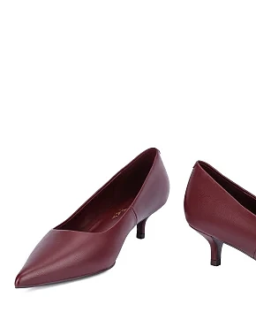 Жіночі туфлі шкіряні бордові - фото 4 - Miraton
