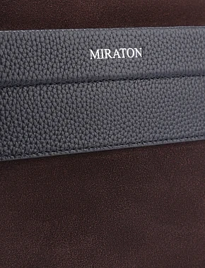 Мужская сумка через плечо замшевая коричневая - фото 3 - Miraton