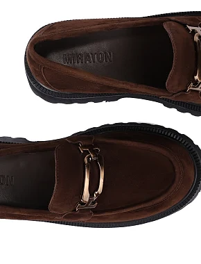 Женские туфли велюровые коричневые - фото 4 - Miraton