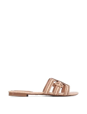 Женские шлепанцы из искусственной кожи коричневые - фото  - Miraton