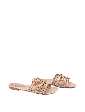 Женские шлепанцы из искусственной кожи коричневые - фото 2 - Miraton