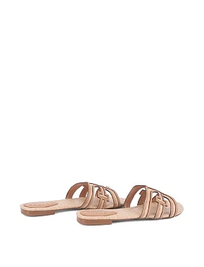 Женские шлепанцы из искусственной кожи коричневые - фото 3 - Miraton