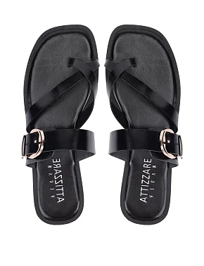 Жіночі шльопанці зі штучної шкіри чорні - фото 1 - Miraton