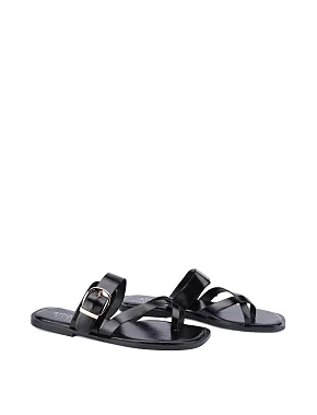 Жіночі шльопанці зі штучної шкіри чорні - фото 2 - Miraton