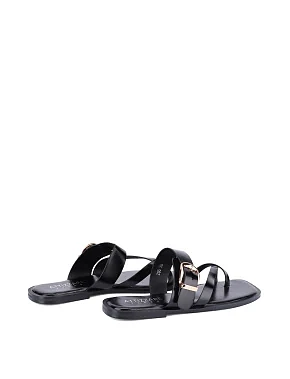 Жіночі шльопанці зі штучної шкіри чорні - фото 3 - Miraton