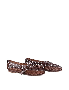 Жіночі балетки текстильні бордові - фото 2 - Miraton