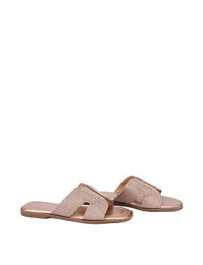 Женские шлепанцы текстильные золотого цвета - фото 2 - Miraton