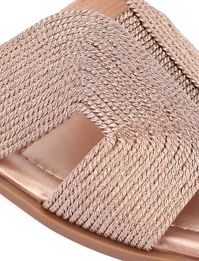 Женские шлепанцы текстильные золотого цвета - фото 4 - Miraton