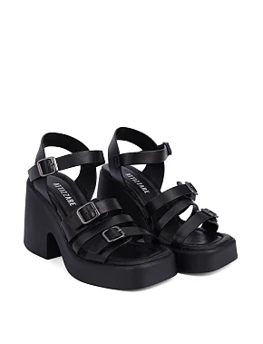 Жіночі босоніжки шкіряні чорні - фото 3 - Miraton