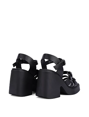 Жіночі босоніжки шкіряні чорні - фото 4 - Miraton