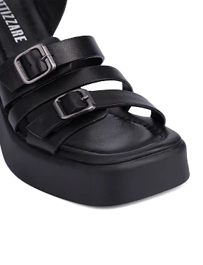 Жіночі босоніжки шкіряні чорні - фото 5 - Miraton