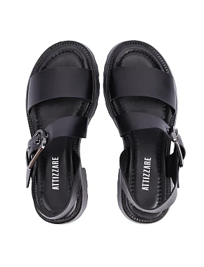 Женские сандалии кожаные черные - фото 1 - Miraton