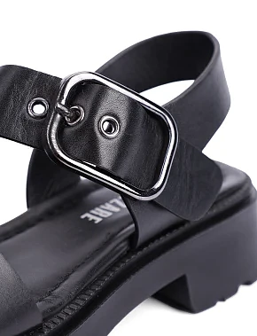 Женские сандалии кожаные черные - фото 4 - Miraton