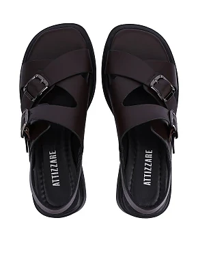 Женские сандалии кожаные коричневые - фото 1 - Miraton