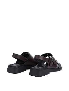 Женские сандалии кожаные коричневые - фото 3 - Miraton