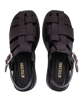 Женские сандалии кожаные коричневые - фото 1 - Miraton